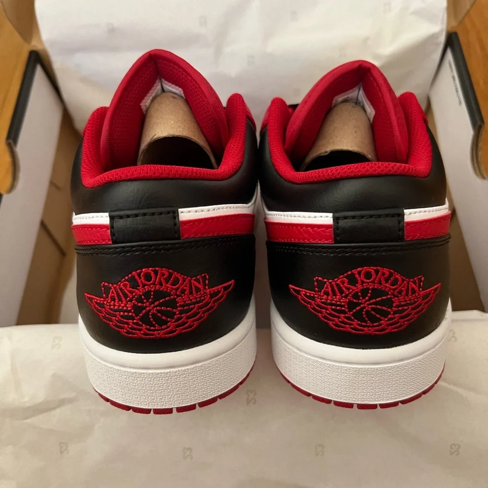Air Jordan 1 Low. White, Black, Gym Red. Size 9. - Picture 5 of 12
